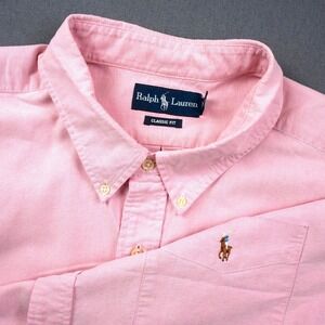 Vintage Ralph Lauren Classic Fit Short Sleeve Pink Oxford Button Down Shirt 3XB